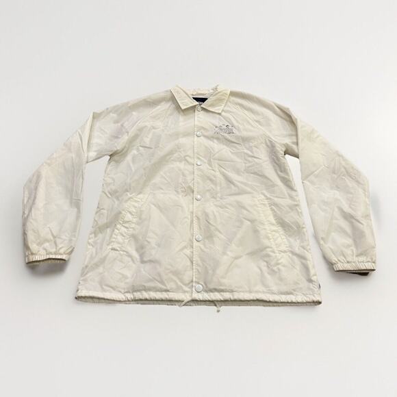 Vans X Peanuts Torrey Mens White Snoopy Snap On Windbreaker Jacket Size L LARGE - Picture 1 of 12